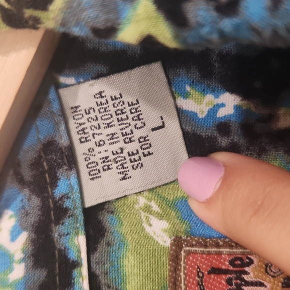 Pineapple‎ connection vintage Men's Blue and Green Patterned Shirt - Picture 3 of 4